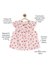 Load image into Gallery viewer, Campana Girls Nina Pure Cotton Frilled Yoke Printed Top - Light Pink
