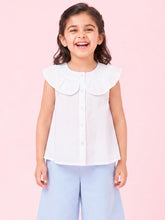 Load image into Gallery viewer, Campana Girls Nina Pure Cotton Frilled Yoke Top - White
