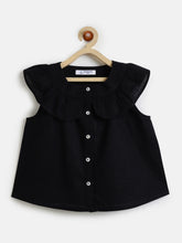 Load image into Gallery viewer, Campana Girls Nina Pure Cotton Frilled Yoke Top - Black
