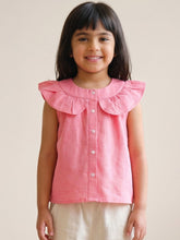Load image into Gallery viewer, Campana Girls Nina Pure Cotton Frilled Yoke Top - Pink
