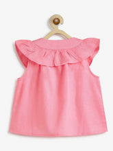 Load image into Gallery viewer, Campana Girls Nina Pure Cotton Frilled Yoke Top - Pink

