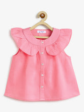 Load image into Gallery viewer, Campana Girls Nina Pure Cotton Frilled Yoke Top - Pink
