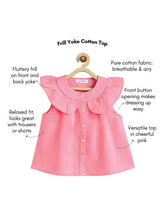 Load image into Gallery viewer, Campana Girls Nina Pure Cotton Frilled Yoke Top - Pink
