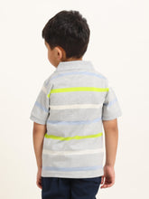 Load image into Gallery viewer, Campana Boys Pablo Short Sleeves Polo T-Shirt - Broad Breton Stripes - Grey &amp; Multicolour
