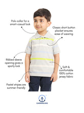 Load image into Gallery viewer, Campana Boys Pablo Short Sleeves Polo T-Shirt - Broad Breton Stripes - Grey &amp; Multicolour
