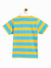 Load image into Gallery viewer, Campana Boys Pablo Half Sleeves Rugby Stripes Polo T-Shirt - Yellow &amp; Turquoise
