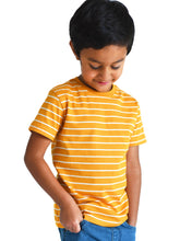 Load image into Gallery viewer, Campana Boys Kobe Striped Round Neck T-Shirt - Tuscan Yellow &amp; Ivory
