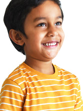 Load image into Gallery viewer, Campana Boys Kobe Striped Round Neck T-Shirt - Tuscan Yellow &amp; Ivory
