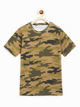Load image into Gallery viewer, Campana Boys Kobe Round Neck T-Shirt - Camouflage Print - Olive
