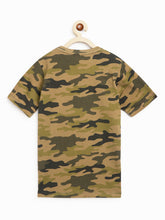 Load image into Gallery viewer, Campana Boys Kobe Round Neck T-Shirt - Camouflage Print - Olive
