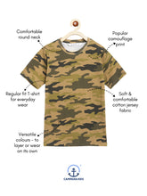 Load image into Gallery viewer, Campana Boys Kobe Round Neck T-Shirt - Camouflage Print - Olive
