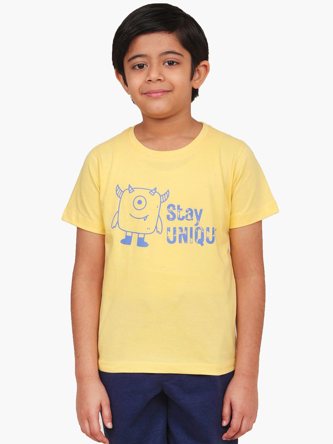 Campana Boys Daniel Half Sleeves T-shirt - Unique Print - Lemon Yellow
