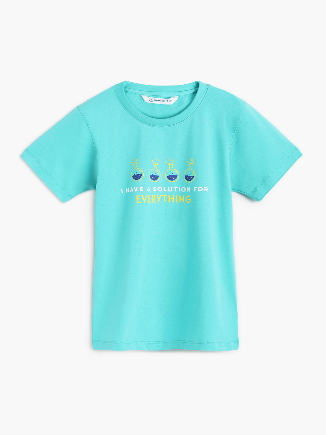 Campana Boys Daniel Half Sleeves T-shirt - Solution Print - Turquoise Blue