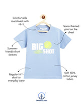 Load image into Gallery viewer, Campana Boys Daniel Half Sleeves T-shirt - Tennis Themed Print - Chambray Blue
