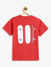Load image into Gallery viewer, Campana Boys Daniel Half Sleeves Printed Cotton T-shirt - Skateboard Print - Red
