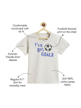 Load image into Gallery viewer, Campana Boys Daniel Half Sleeves Football Theme Printed Cotton T-Shirt - Grey Melange
