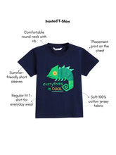 Load image into Gallery viewer, Campana Boys 100% Cotton Half Sleeves Chameleon Print T-Shirt - Navy Blue
