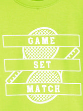 Load image into Gallery viewer, Campana Boys 100% Cotton Half Sleeves Tennis Theme Printed T Shirt - Lime Green
