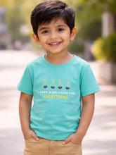Load image into Gallery viewer, Campana Boys 100% Cotton Half Sleeves Science Theme Printed T Shirt - Turquoise Blue
