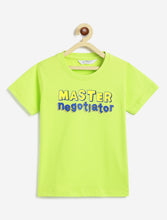 Load image into Gallery viewer, Campana Boys Daniel Pack of 2 Half Sleeves Printed Cotton T-shirts - Turquoise Blue &amp; Lime Green
