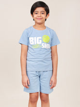 Load image into Gallery viewer, Campana Boys Daniel Half Sleeves Cotton T-Shirt with Shorts Printed Clothing Set - Light Blue
