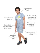 Load image into Gallery viewer, Campana Boys Daniel Half Sleeves Cotton T-Shirt with Shorts Printed Clothing Set - Light Blue
