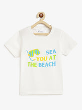 Load image into Gallery viewer, Campana Boys Daniel Half Sleeves T-Shirt with Shorts Clothing Set - Beach Print - White &amp; Lime Green
