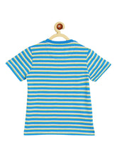 Load image into Gallery viewer, Campana Boys Pure Cotton Short Sleeves Round Neck Striped T-Shirt - Blue, Yellow &amp; Grey
