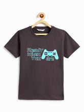 Load image into Gallery viewer, Campana Boys Pure Cotton Half Sleeves Gaming Print T-Shirt - Smoky Grey
