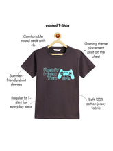 Load image into Gallery viewer, Campana Boys Pure Cotton Half Sleeves Gaming Print T-Shirt - Smoky Grey
