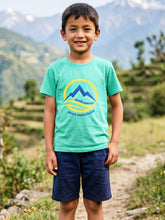 Load image into Gallery viewer, Campana Boys Pure Cotton Half Sleeves Mountains Print T-Shirt - Aqua Blue
