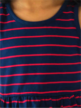 Load image into Gallery viewer, Campana Girls Grace Fit &amp; Flare Dress - Breton Stripes - Navy &amp; Red
