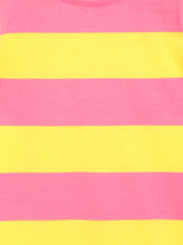 Load image into Gallery viewer, Campana Girls Vera A-Line Dress - Rugby Stripes - Rose Pink &amp; Yellow
