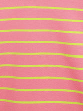 Load image into Gallery viewer, Campana Girls Alexis Striped Round Neck T-Shirt - Rose Pink &amp; Lime Green
