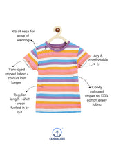 Load image into Gallery viewer, Campana Girls Alexis Striped Round Neck T-Shirt - Purple &amp; Multicolour
