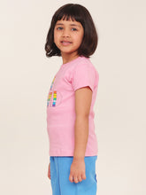 Load image into Gallery viewer, Campana Girls Zuri Half Sleeves T-Shirt - Kindness Print - Pink
