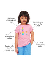 Load image into Gallery viewer, Campana Girls Zuri Half Sleeves T-Shirt - Kindness Print - Pink
