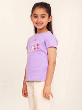 Load image into Gallery viewer, Campana Girls Zuri Half Sleeves Graphic Printed T-Shirt - Purple
