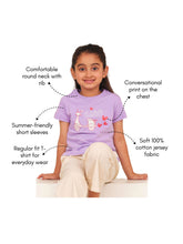 Load image into Gallery viewer, Campana Girls Zuri Half Sleeves Graphic Printed T-Shirt - Purple
