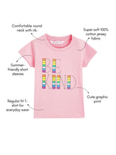 Load image into Gallery viewer, Campana Girls Pure Cotton Be Kind Printed Half Sleeves T-Shirt - Pink
