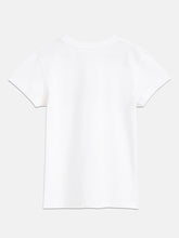 Load image into Gallery viewer, Campana Girls Zuri Pack of 2 Half Sleeves Printed Cotton T-shirts - White &amp; Purplish Blue
