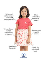 Load image into Gallery viewer, Campana Girls Katie Skirt with Top Clothing Set - Red Melange &amp; Pink
