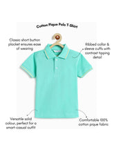 Load image into Gallery viewer, Campana Boys Pure Cotton Short Sleeves Pique Polo T-Shirt - Aqua Blue
