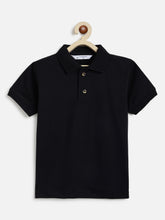 Load image into Gallery viewer, Campana Boys 100% Cotton Jersey Knit Collar Polo T-Shirt - Black
