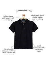 Load image into Gallery viewer, Campana Boys 100% Cotton Jersey Knit Collar Polo T-Shirt - Black
