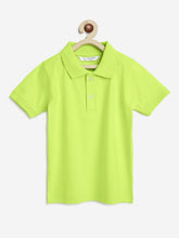 Load image into Gallery viewer, Campana Boys Niko 100% Cotton Jersey Half Sleeves Solid Polo T-Shirt - Lime Green
