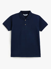 Load image into Gallery viewer, Campana Boys 100% Cotton Jersey Self Design Collar Polo T-Shirt - Navy Blue
