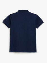 Load image into Gallery viewer, Campana Boys 100% Cotton Jersey Self Design Collar Polo T-Shirt - Navy Blue
