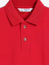 Load image into Gallery viewer, Campana Boys 100% Cotton Jersey Self Design Collar Polo T-Shirt - Red
