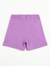 Load image into Gallery viewer, Campana Girls Simone Pack of Two Solid Cotton Terry Shorts - Grey Melange &amp; Purple

